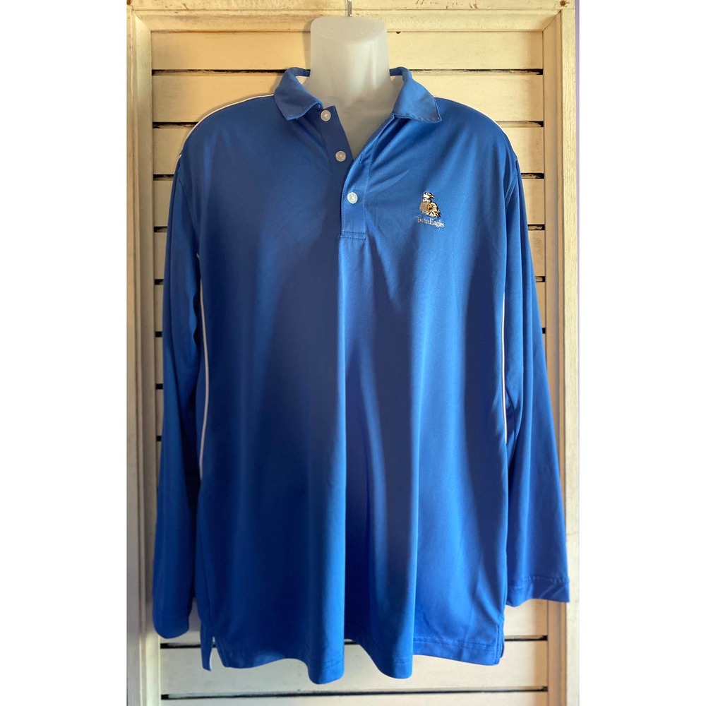 San Soleil Adult men's polo XL extra large blue long sleeve UPF 50 golf shirt